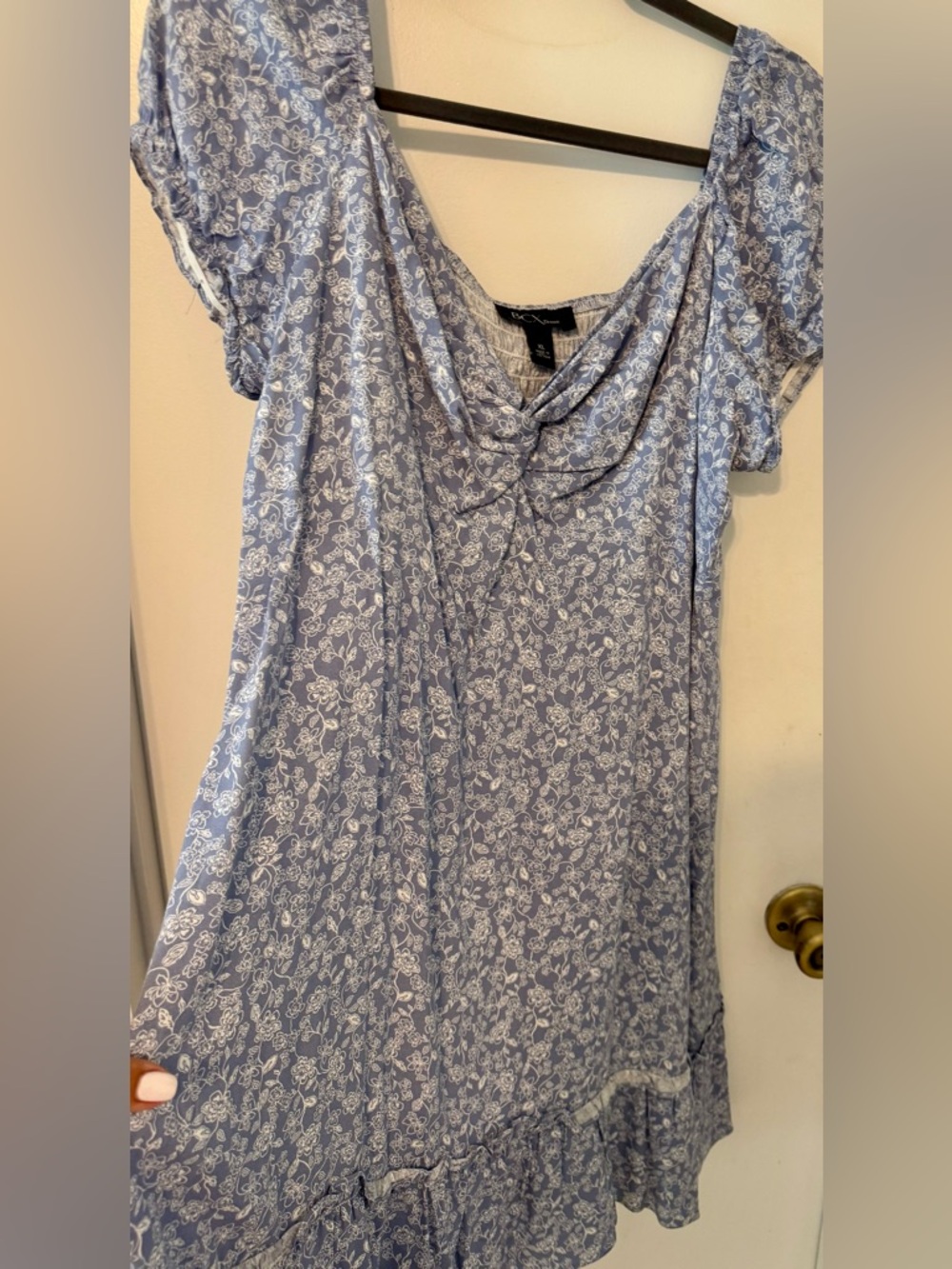 BCX Light Blue Floral Twist-Front Dress Size XL